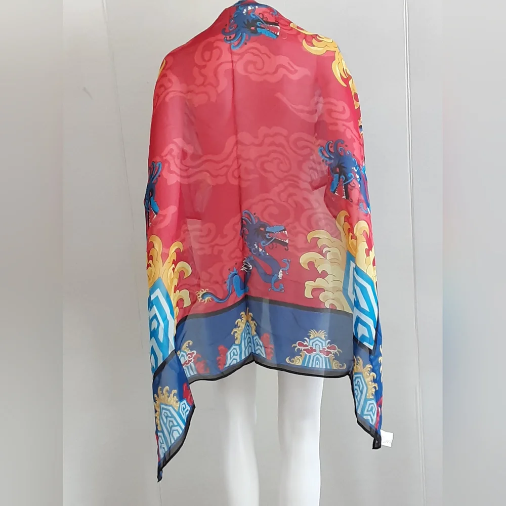 VERY VOLLBRACHT Vibrant Dragon Silk Scarf